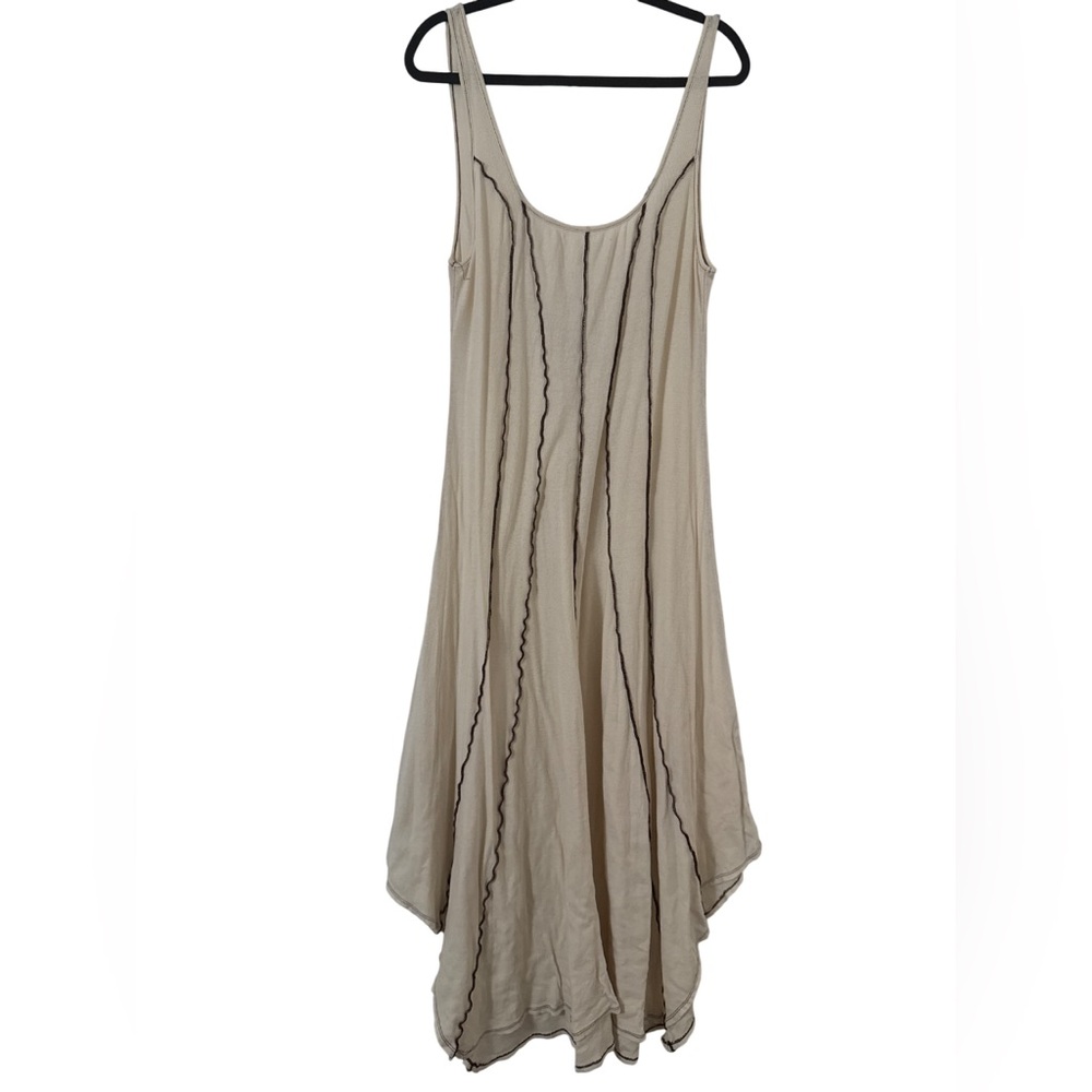 FREE PEOPLE  Corrine bohemian striped Midi Dress - Seed Pearl‎ - Picture 5 of 11
